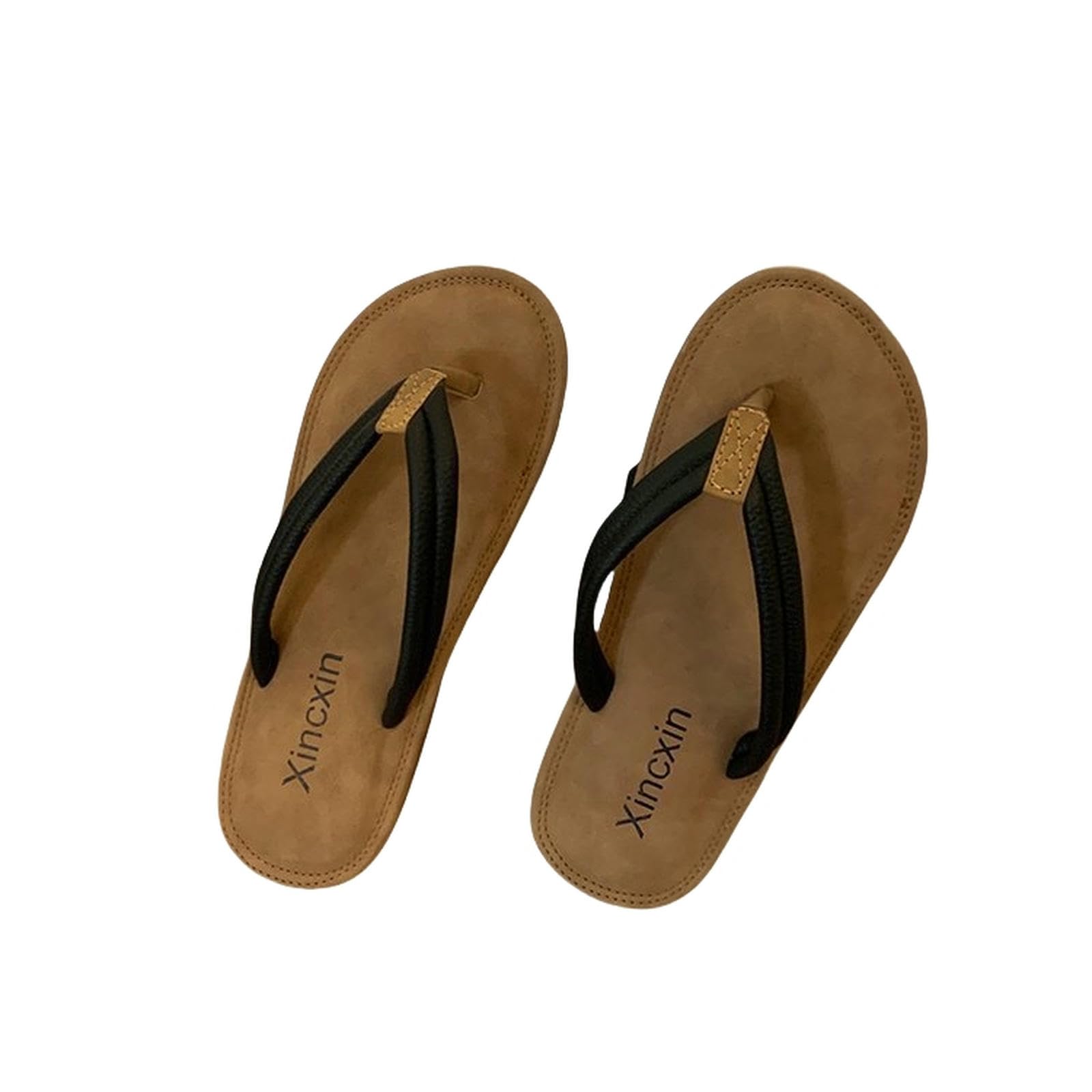 Sandales Femme été noires en taille 37 style tongs de plage décontractées et légères