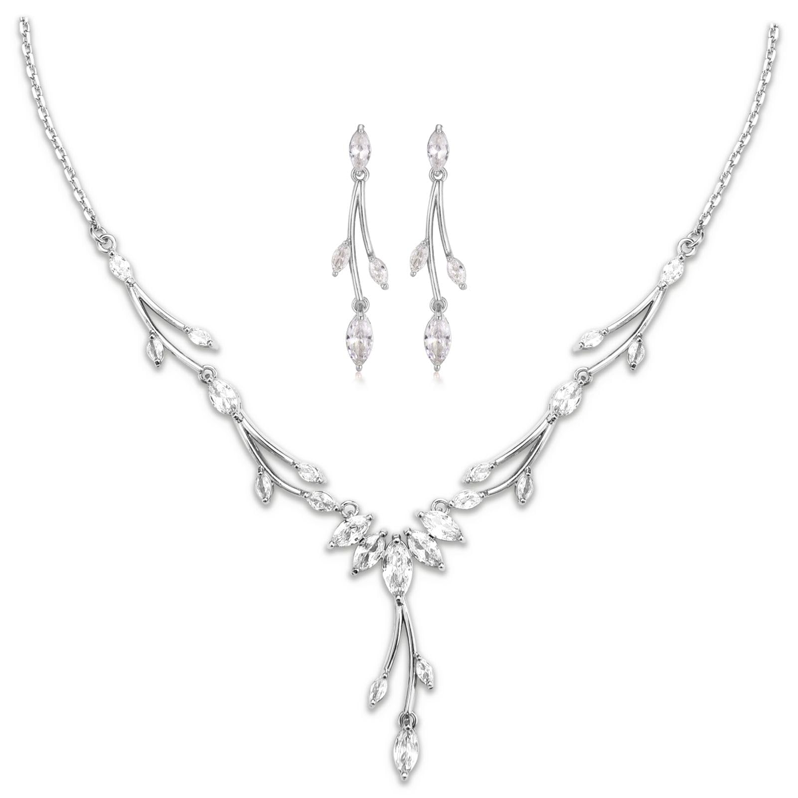 GULICX Jewelry Set for Womens, Rhinestone Necklace and Earrings Bracelet Set, Wedding Party Prom Jewelry Set for Brides Bridesmaid