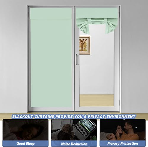 Miniatura 7 de Mecodeco Cortinas de puerta 100% opacas para ventana de puerta, oscurecimiento de la habitación, cubierta de ventana de puerta de color sólido para