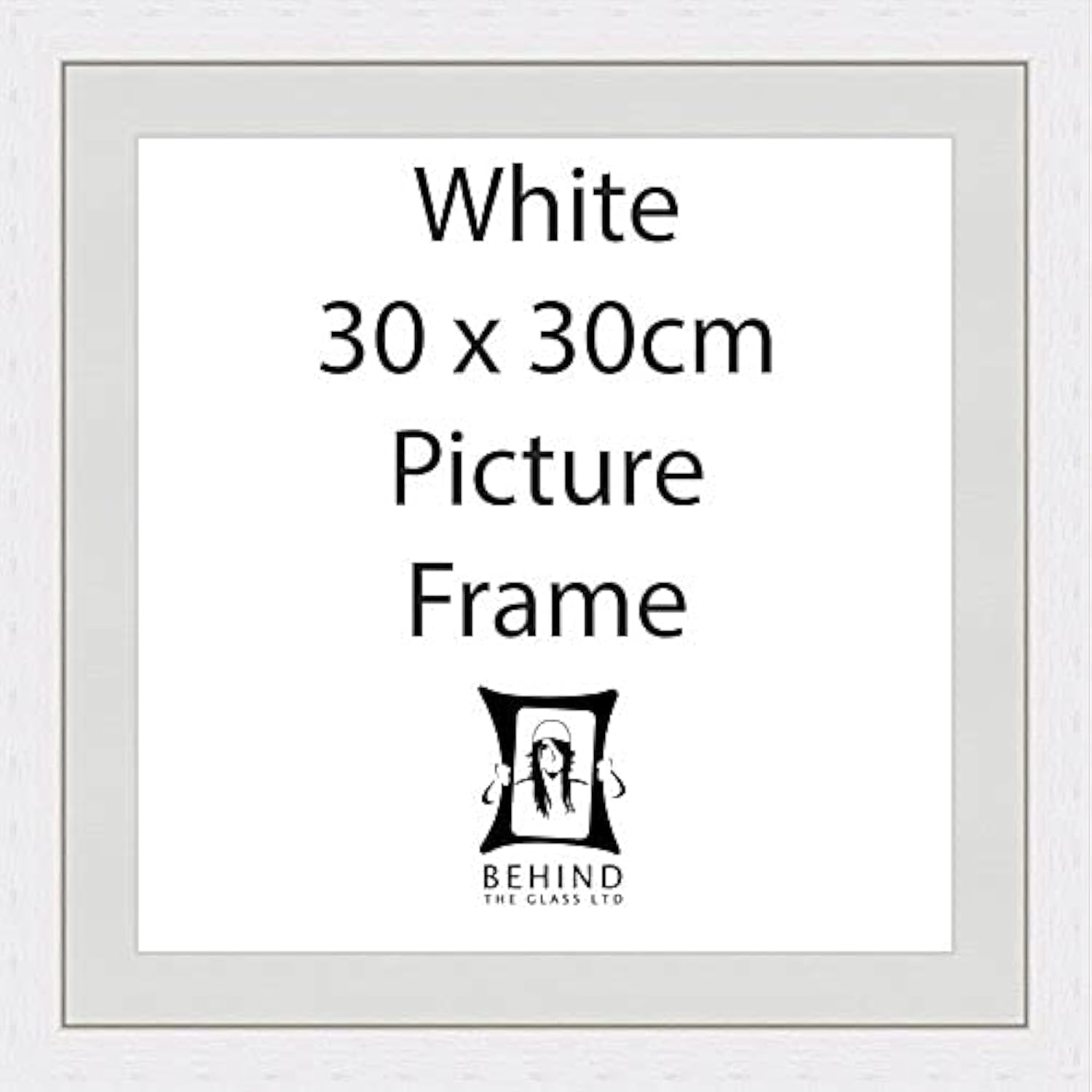 Behind The Glass - Handmade White Wooden Picture Frame With Mount - 30x30cm