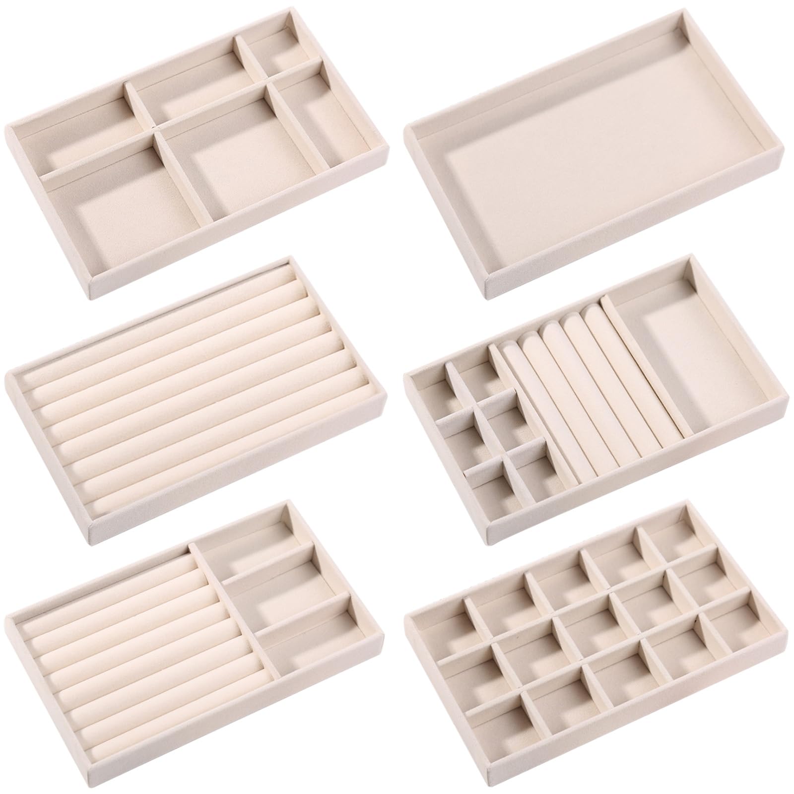 EXLECO 4 x Plateau Bijoux en Velours 24*15cm Organisateur de Bijoux