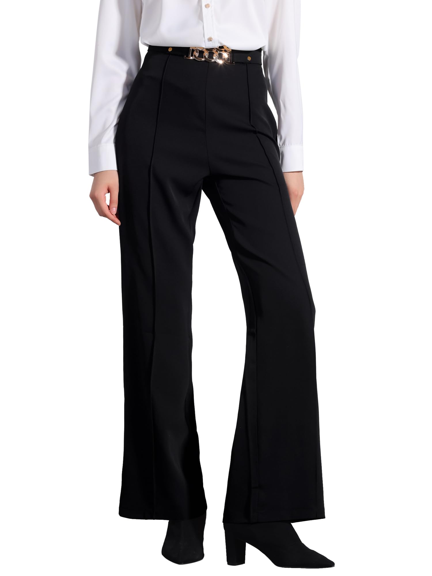 Allegra K Womens Straight Leg Pleated High Waisted Office Business Slacks Casual Pants