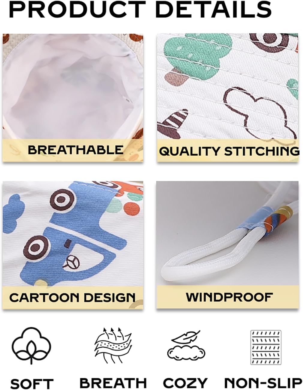 Toddler Sun Hat with Neck Flap UPF 50+ Baby Wide Brim Summer Beach Swim Bucket Hat for Kid Boys Girls 3 Month -7 Years - Image 4