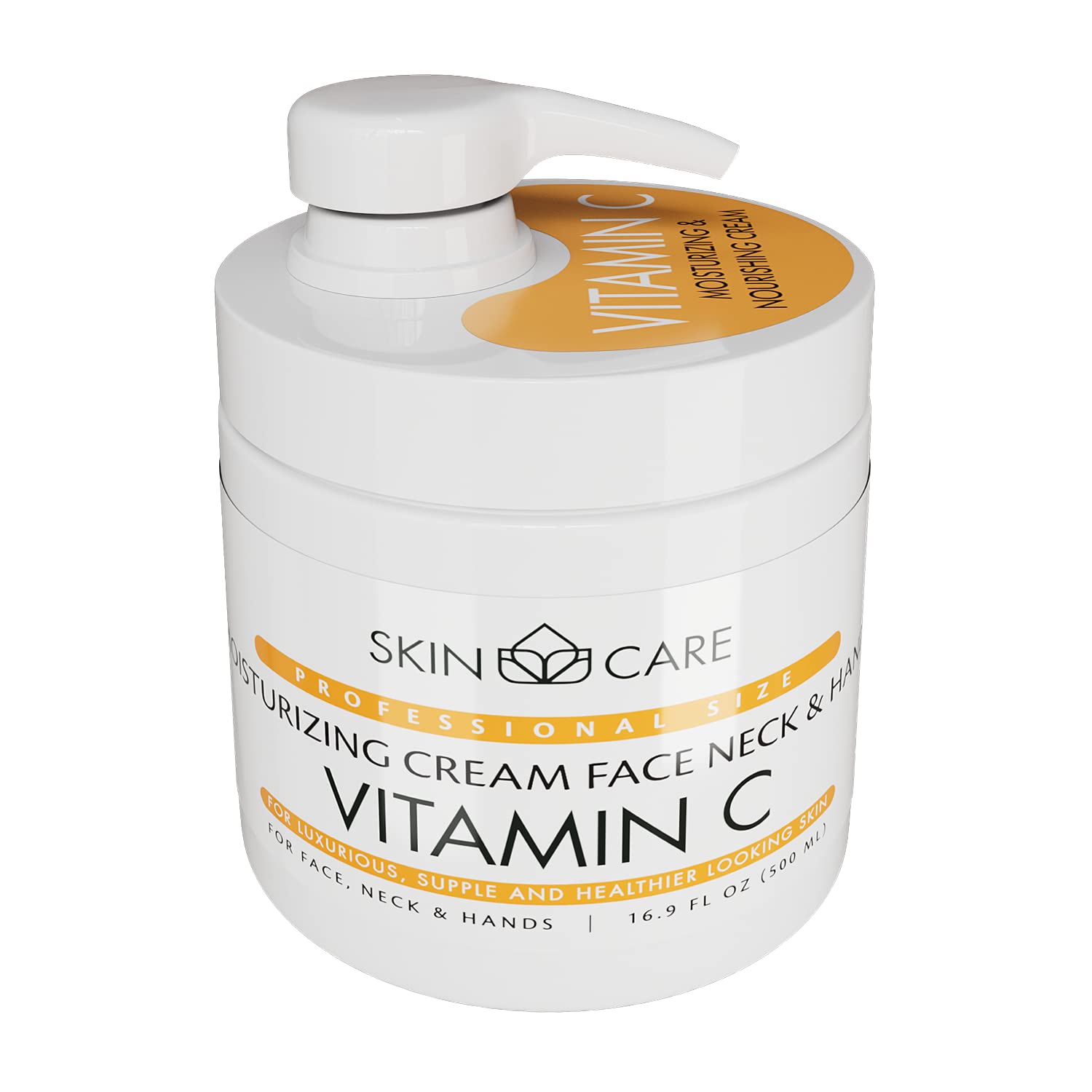 Skin Care Vitamin C 3-in-1 Moisturizer Face Cream, Neck and Hands – Treatment for Crepey Texture, Wrinkles and Sagging – Daily Lotion for All Skin Types – 16.9 fl. oz.