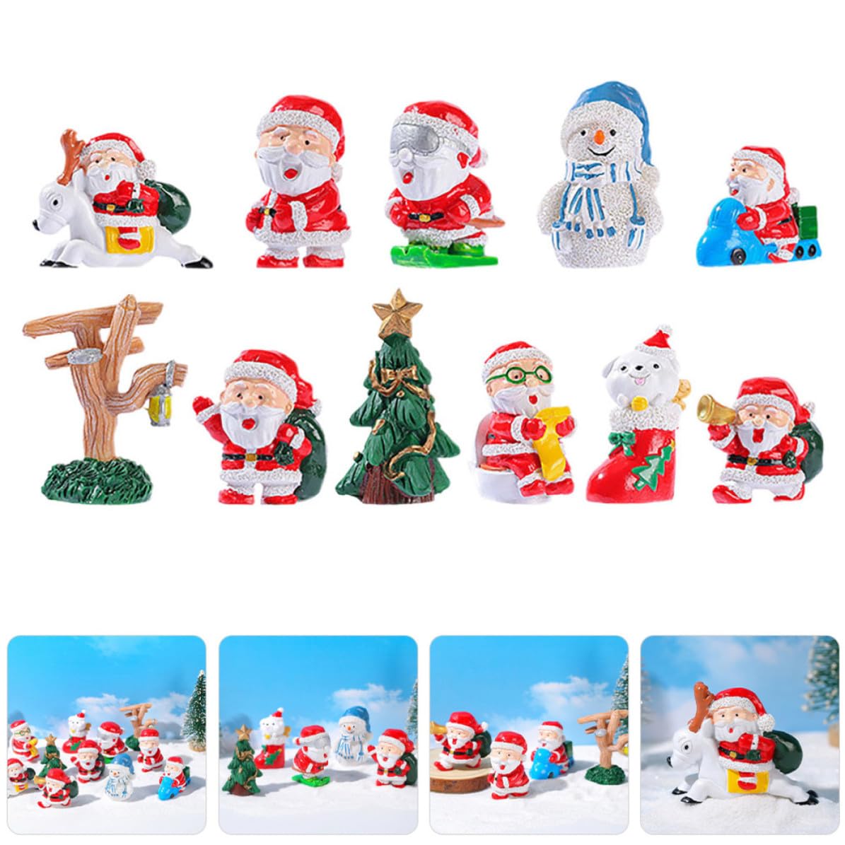 Toyvian 33 Piezas Figuras de Reno y Muñeco Invernal Navideños en Resina