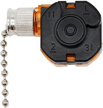 Ceiling Fan Pull Chain Switch 4 Wire 3 Speed Fan Switch Speed Control Replacement Parts Compatible with Ceiling Fans, Wall Lamps