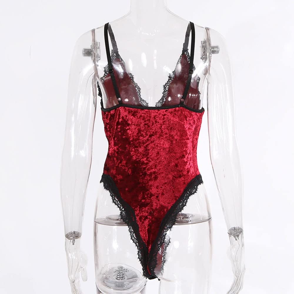 Body mit ärmellosem Ausschnitt im Schritt, einteiliger Spitzen-Dessous-Patchwork (Farbe: A, Größe: M-Code)