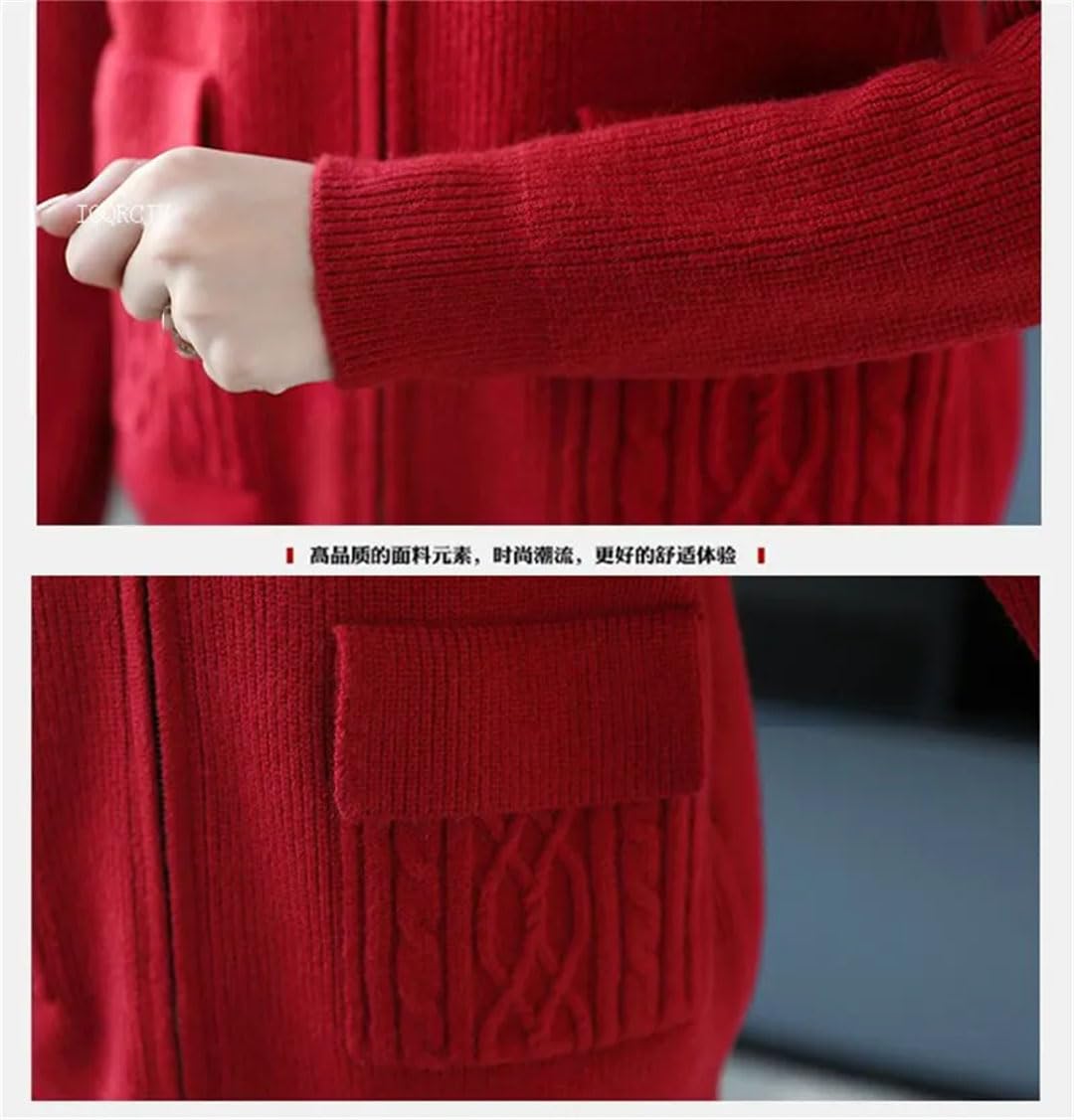 Alloaone Chaqueta De Punto para Mujer, Cárdigan con Cremallera, Suéter Informal con Cuello Levantado, Cárdigans De Punto