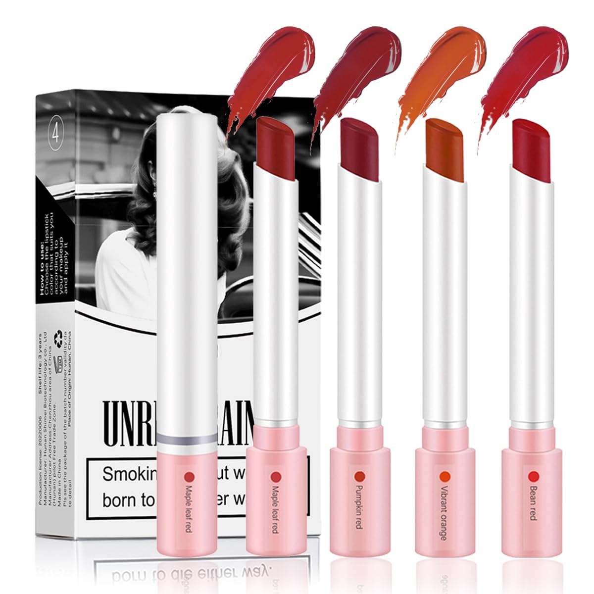 4 Colors Lipstick Set, Matte Velvet Liquid Lipstick Long Lasting 24 Hours Waterproof Non-Stick Cup, Mini Tube Lip Tint Lip Stain Moisturizer Smooth Lip Gloss, Makeup Gift Kit for Women