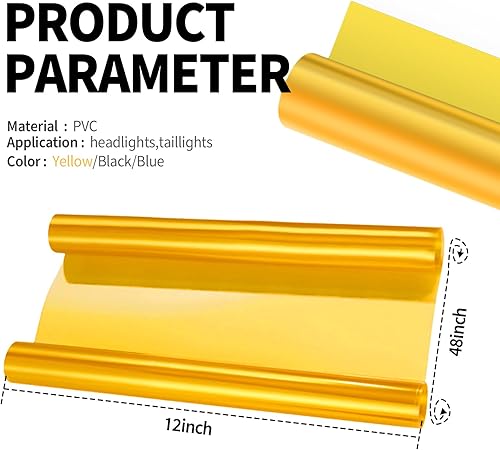 Miniatura 9 de Película de tinte de luz de automóvil, película de tinte de luz antiniebla para faros delanteros, 12 x 48 pulgadas, película protectora de vinilo