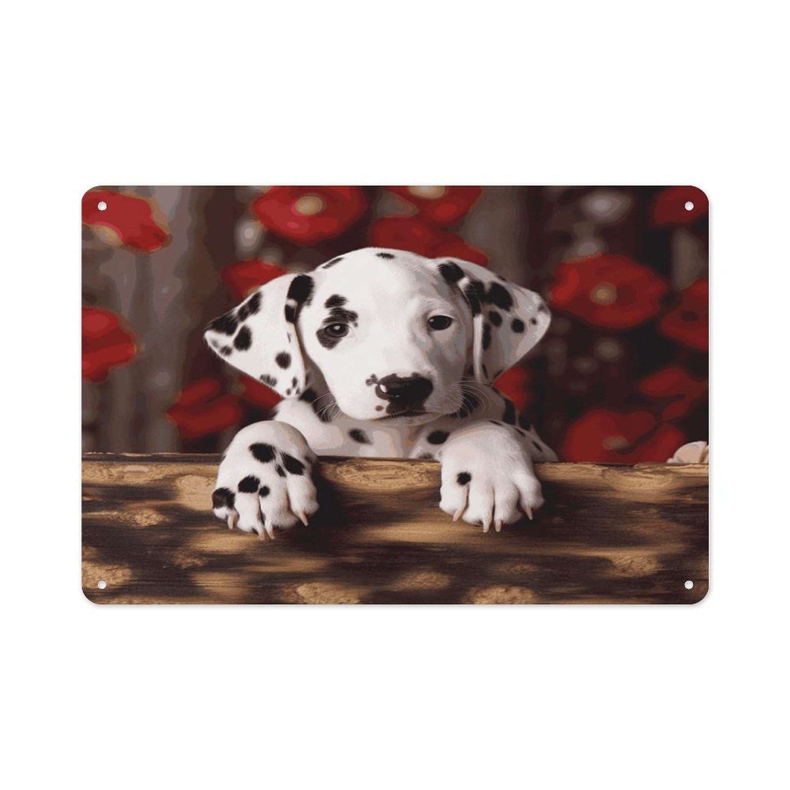 Fekiloot Style Dalmatian Puppy Wall Decor-Aluminum Painting,Tin Sign For Vintage Decoration,Wall Sign For Bathroom Living Room Kitchen Home Farm Farmhouse 11.8 * 7.9 Inch