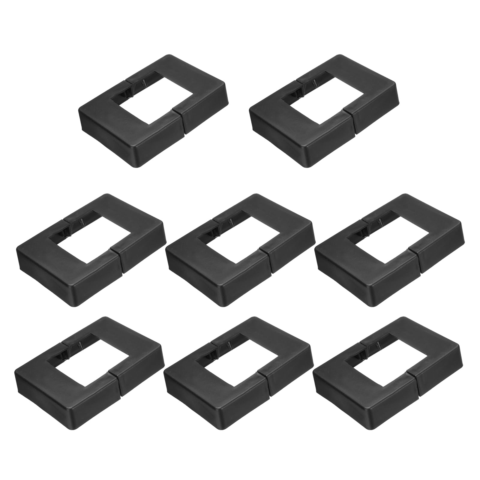 PATIKIL 8 Pack Fence Post Skirt, 2 x 2 Inch Rectangular Split Style Deck Post Base Cover Plastic Flange Base Shoe for Railings Fence Stair Railing Porch Patios, Black