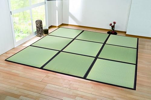 Colchón tradicional japonés Tatami Mat, 9 piezas desmontable Igusa Rush Grass Futón Base para meditación, sala de té o dormir, fabricado en Japón,