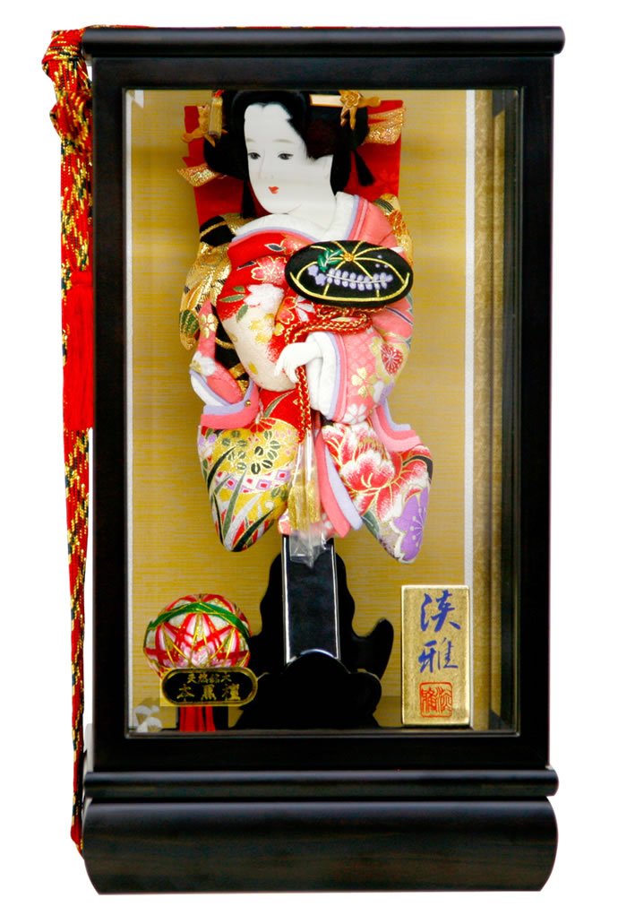 Amazon | 羽子板 正月飾り ケース飾り 藤娘 振袖 金彩 本黒檀ケース 9