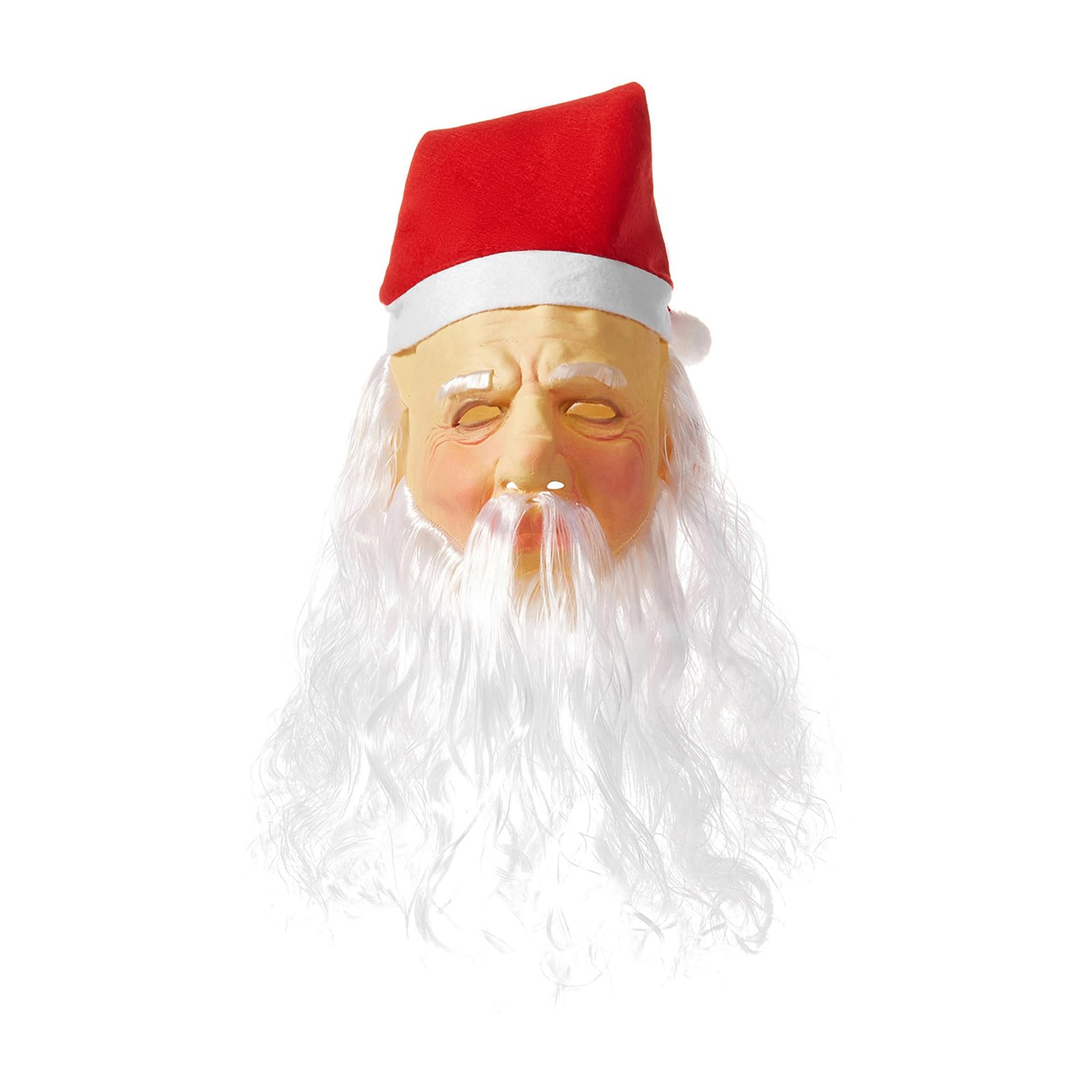 Christmas Face Mask Adults Holiday Santa Clause Latex Mask Old Man White Beard Masks for Festival Party Cosplay Costume (B-White, One Size) — image 1