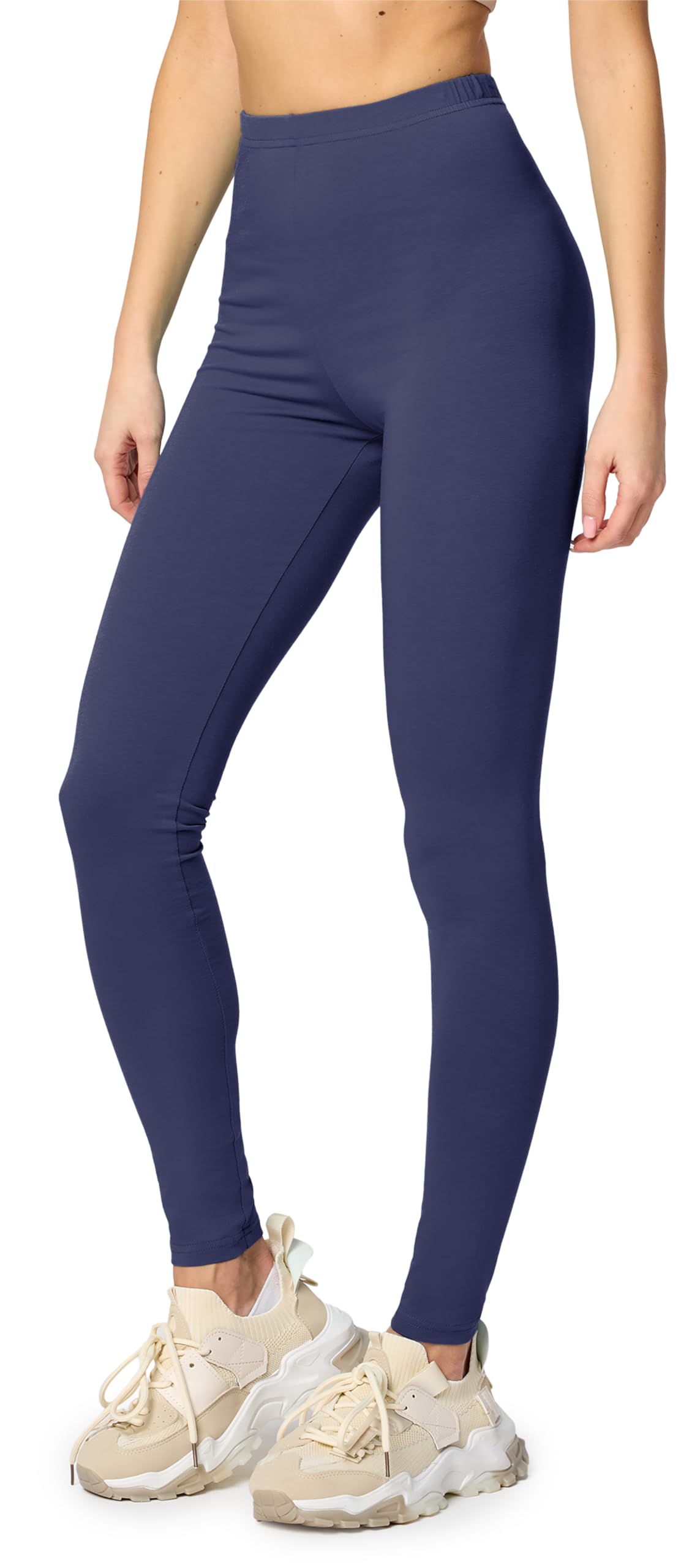 Merry Style Lunghi Leggings Fuseaux Sportivi da Donna Pratico Modello a Vita Alta in Cotone Naturale MS10-198