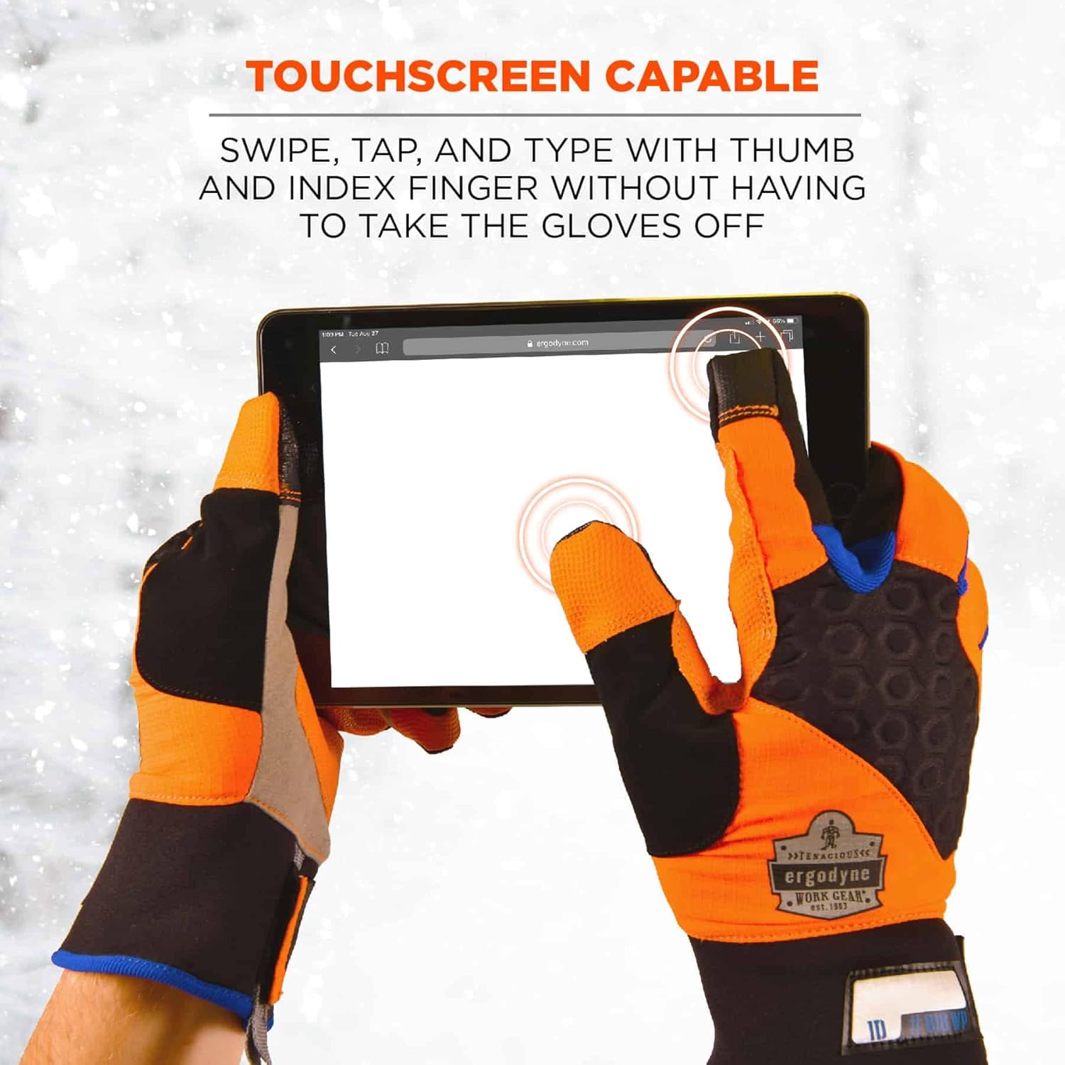 Waterproof Work Gloves, High Visibility, Thermal Insulated, Touchscreen, Enhanced Grip, Ergodyne ProFlex 818WP,Orange