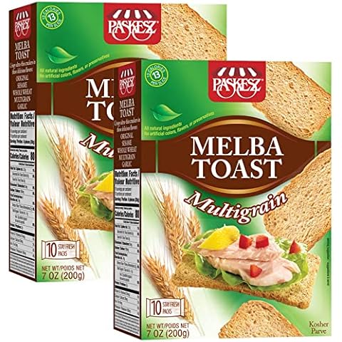 Snacktery Multigrain Melba Toast Crackers - All Natural Thin and Crispy Flatbread Crackers - Classic Mini Toasts for Dips, Spreads, Salads - Tostadas Melba - 7 Oz, Pack of 2 Cover