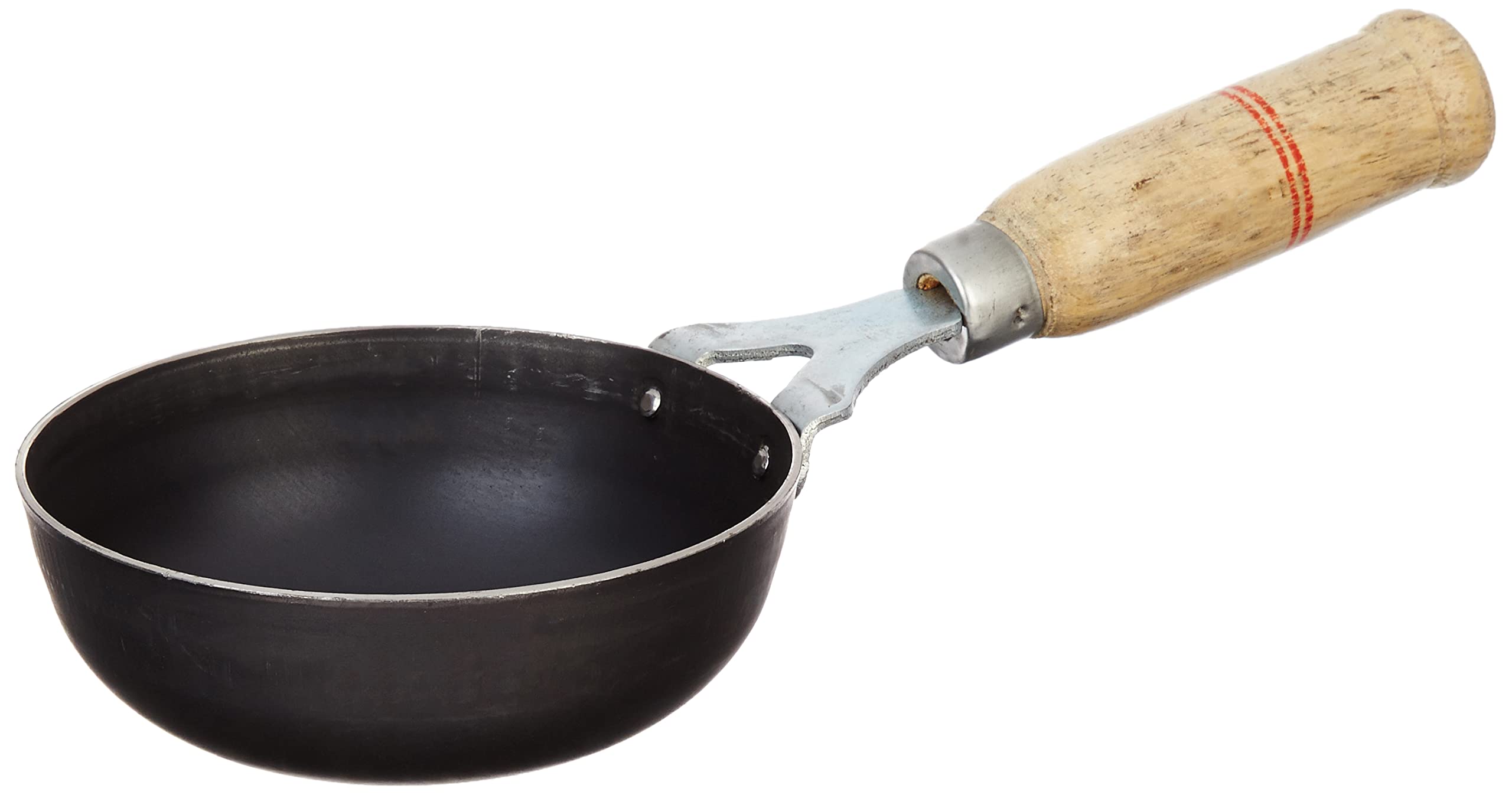 Amazon Brand - Solimo Sheet Metal Iron Tadka Pan with Wooden Handle 13 cm Dia 100% Toxin-Free, Naturally Non-Stick, Long Lasting (B09ZV9MFY5) Amazon Price History, Amazon Price Tracker