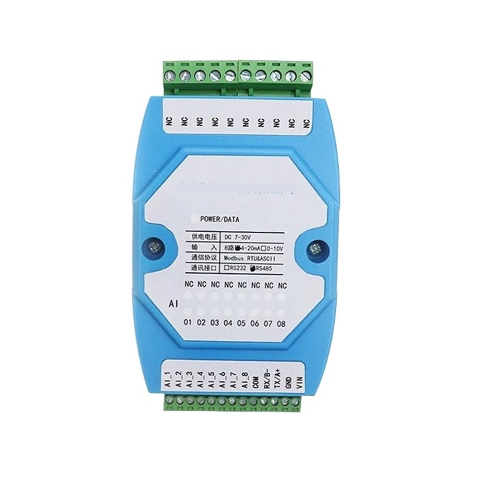 KSZHZYMGX 1 Input 2 Output 4-20mA Multi-Channel Data Signal Module(8way 0-10v to rs485)