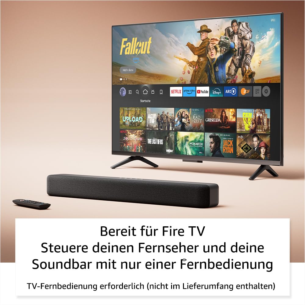 Amazon Fire TV Soundbar, 2.0-Lautsprecher mit DTS Virtual:X und Dolby Audio sowie Bluetooth-Unterstützung