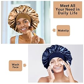 3PCS Extra Large Satin Bonnets for Sleeping, Hair Bonnets for Black Women Braids Curly Hair, F