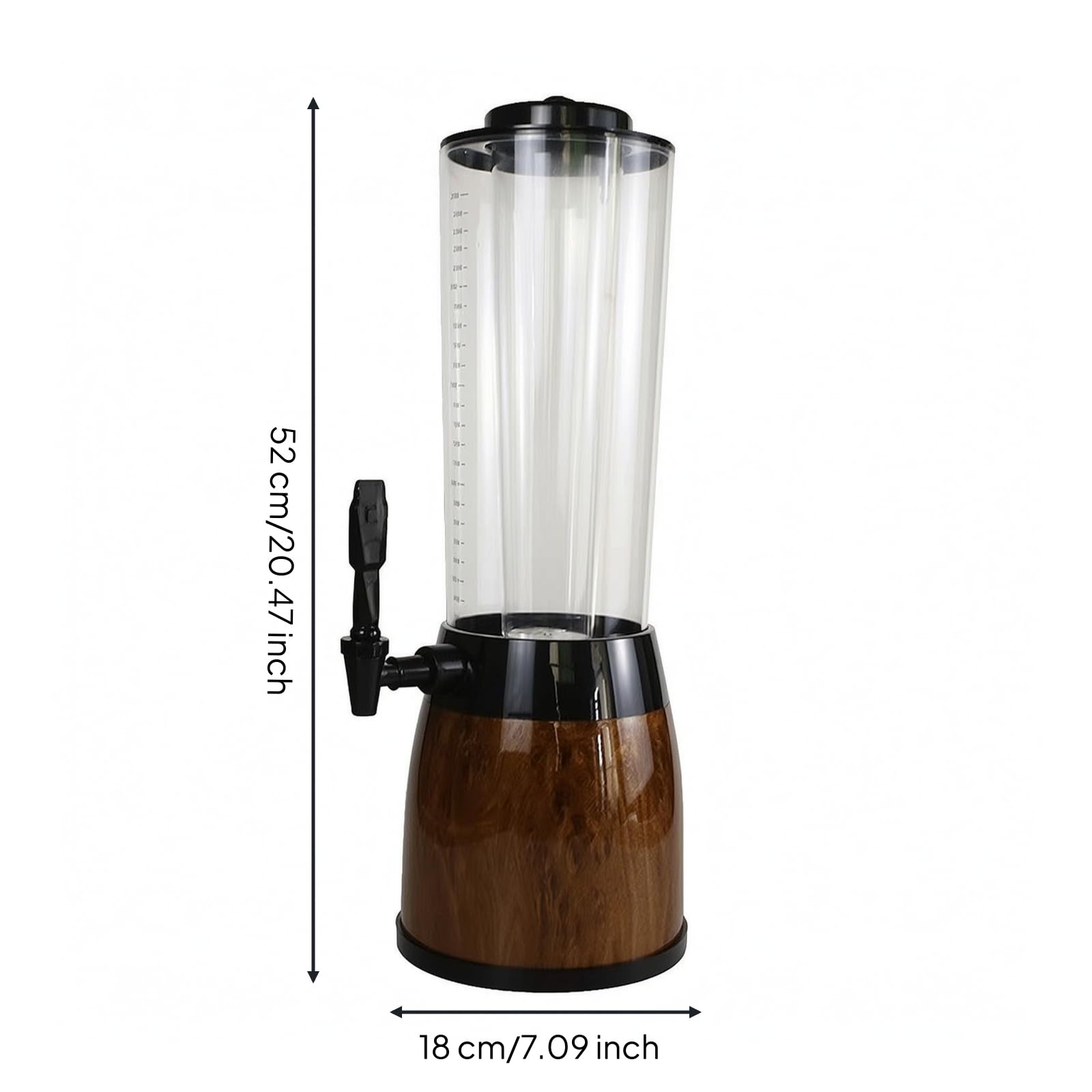 Dispenser di Birra con Rubinetto, Versione Effetto Legno, Capacità 2,5 L