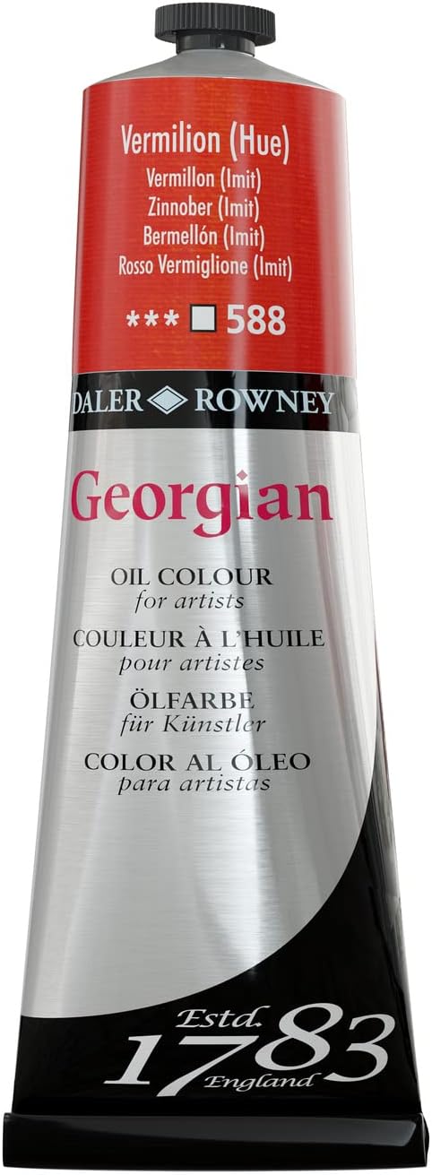 Daler Rowney Georgian Oil Paint, Aluminium Tube, 7.61oz - 225 ml, Vermilion Hue