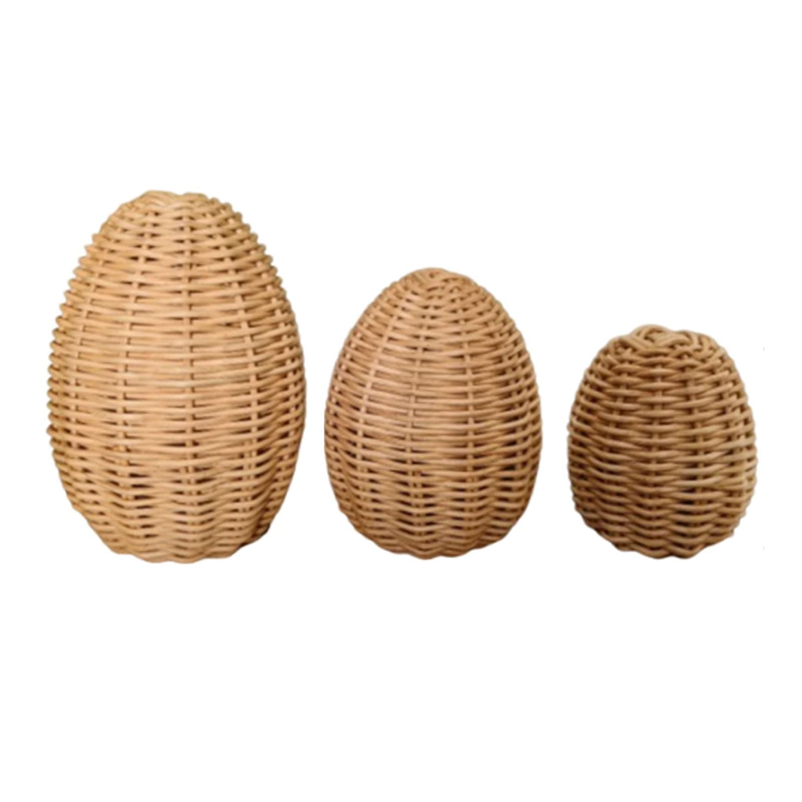 3 uova di Pasqua in rattan, decorazione per uova di Pasqua intrecciate, decorazione primaverile, statuetta in rattan, decorazione per casa, casa, casa colonica, porta, cucina, mensola per interni ed
