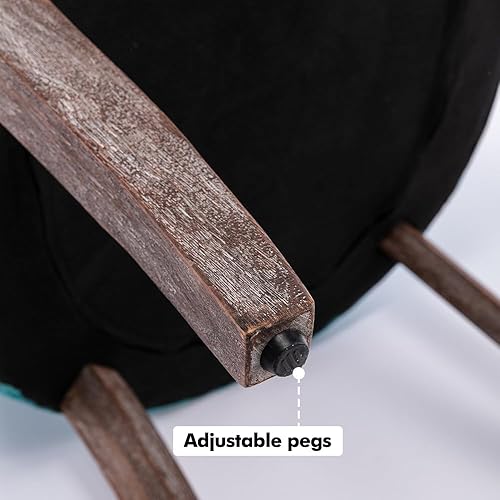 Miniatura 4 de Silla de comedor con respaldo de clavos, juego de 2, sillas de cocina de tela con patas de madera maciza para cocina, comedor, sala de estar, silla