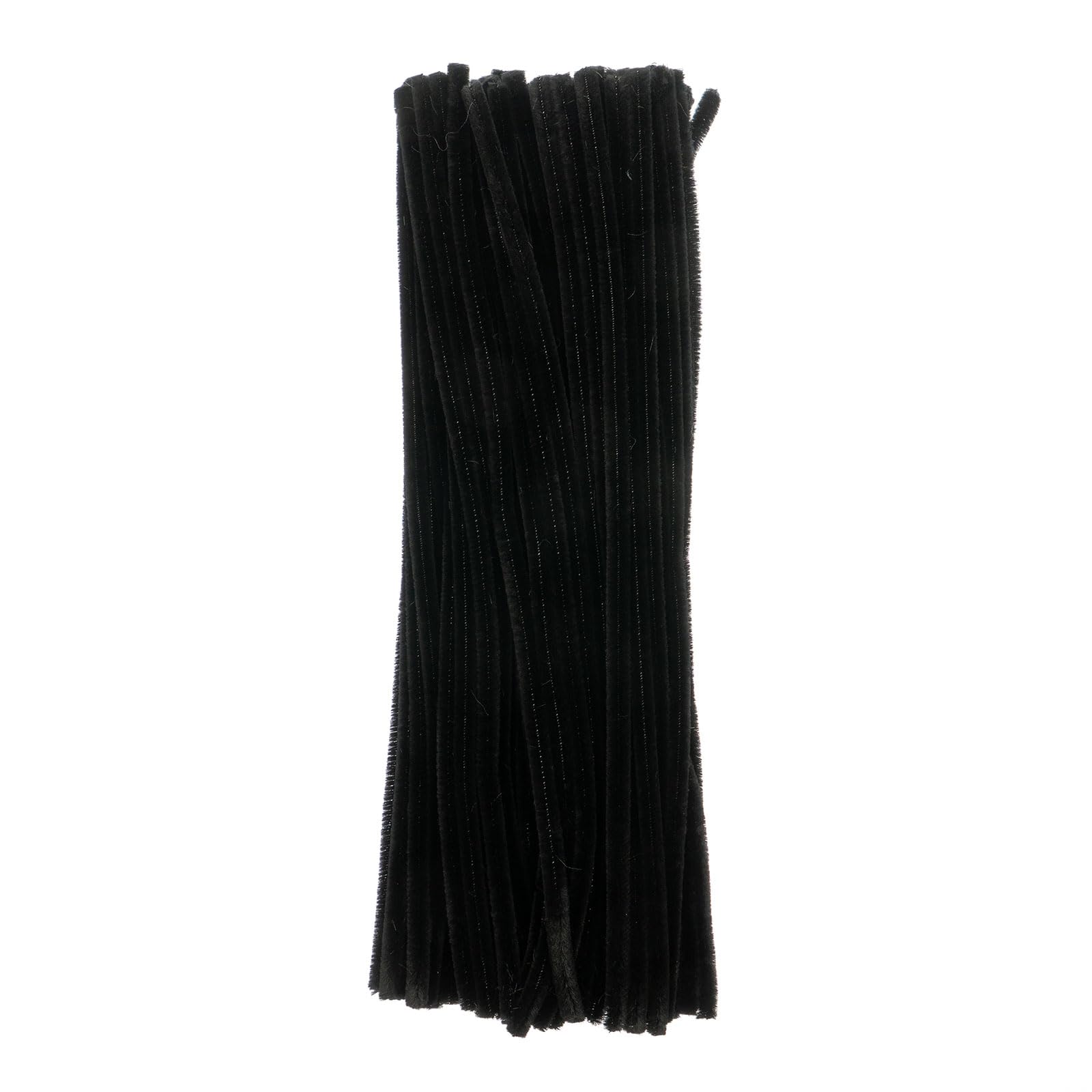 100pcs John Bead Pipe Cleaners 6mm Black Fluffy Chenille Stems for Art School Craft Supplies Decorations
