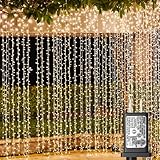 Solhice LED Curtain Lights Outdoor 40ft x10ft, 800 LED Plug in Hanging String Lights Indoor, Christmas Twinkle Lights Backdrop for Outside Backyard Patio Wedding Décor, Warm White (Not Connectable)