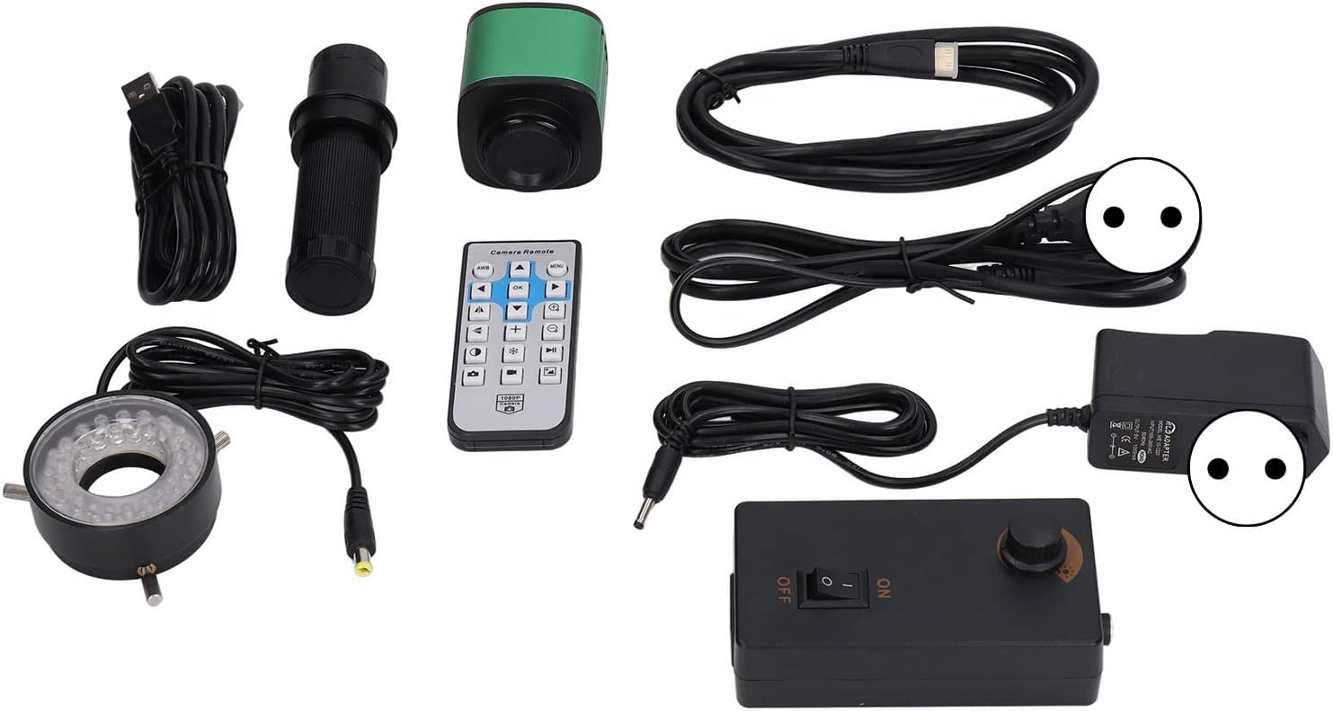 Microscopio Digital Kit de microscopio Industrial con Anillo de luz 150X Lente Lupa Cámara de inspección 100-240V(UE 100-240V)