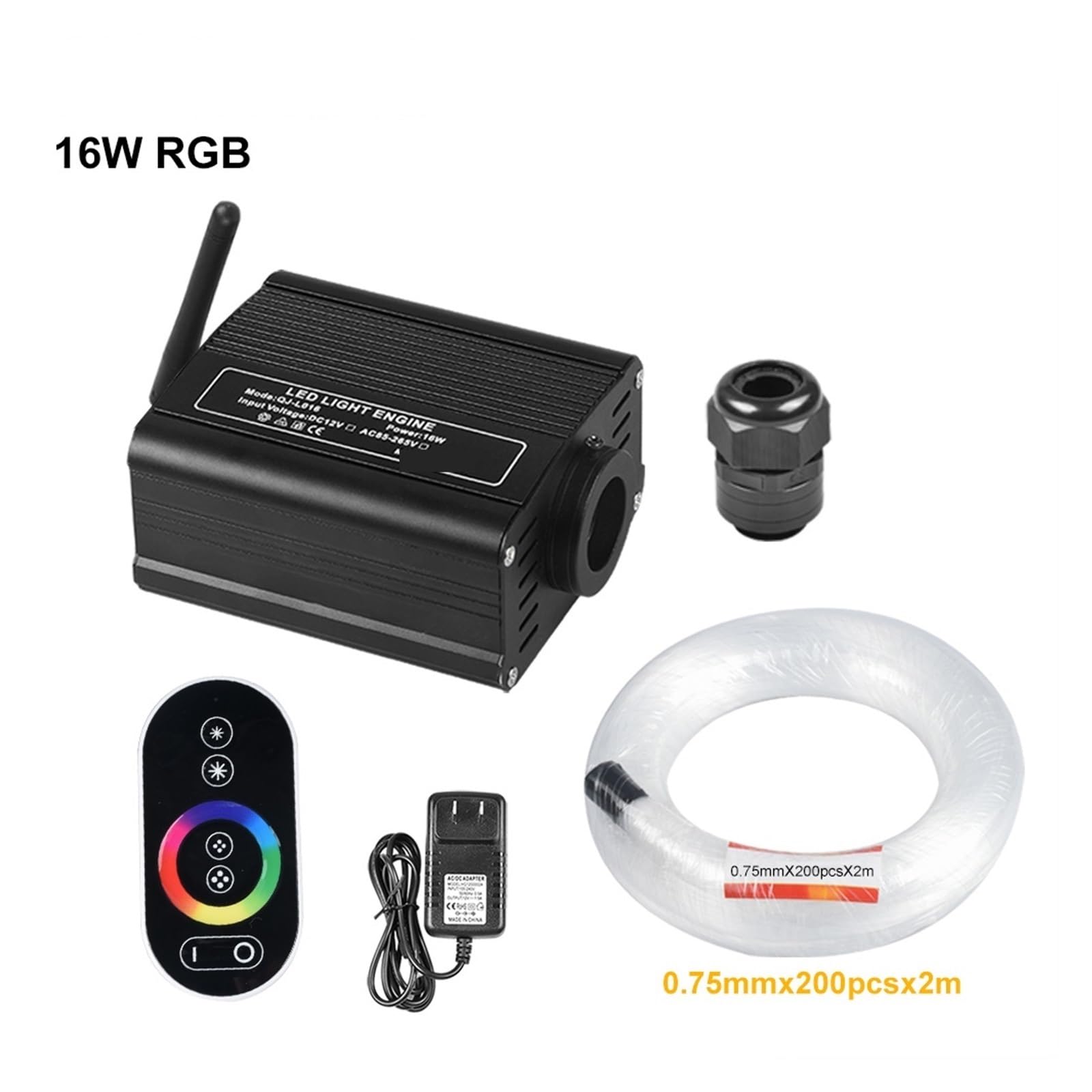 Oświetlenie wnętrza samochodu LED, Dotykowy zdalnego sterowania 16W RGB Światłowodowy silnik z światłowodowym kablem optycznym do dekoracji sypialni w oświetleniu samochodowym Światła nastrojowe w sam
