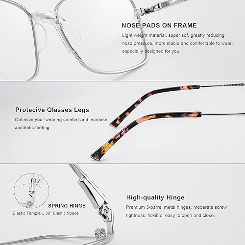 Miniatura 5 de RB.Pilot Lentes de lectura con bloqueo de luz azul, lectores de bisagra de resorte para mujer, filtro antideslumbrante, anteojos ligeros