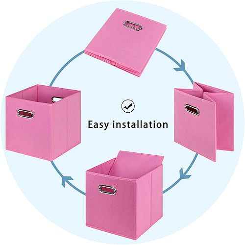 Miniatura 6 de Contenedores de almacenamiento de cubo de tela negros, 13x13x13 pulgadas, contenedor organizador de cubo con cajas de almacenamiento plegables con