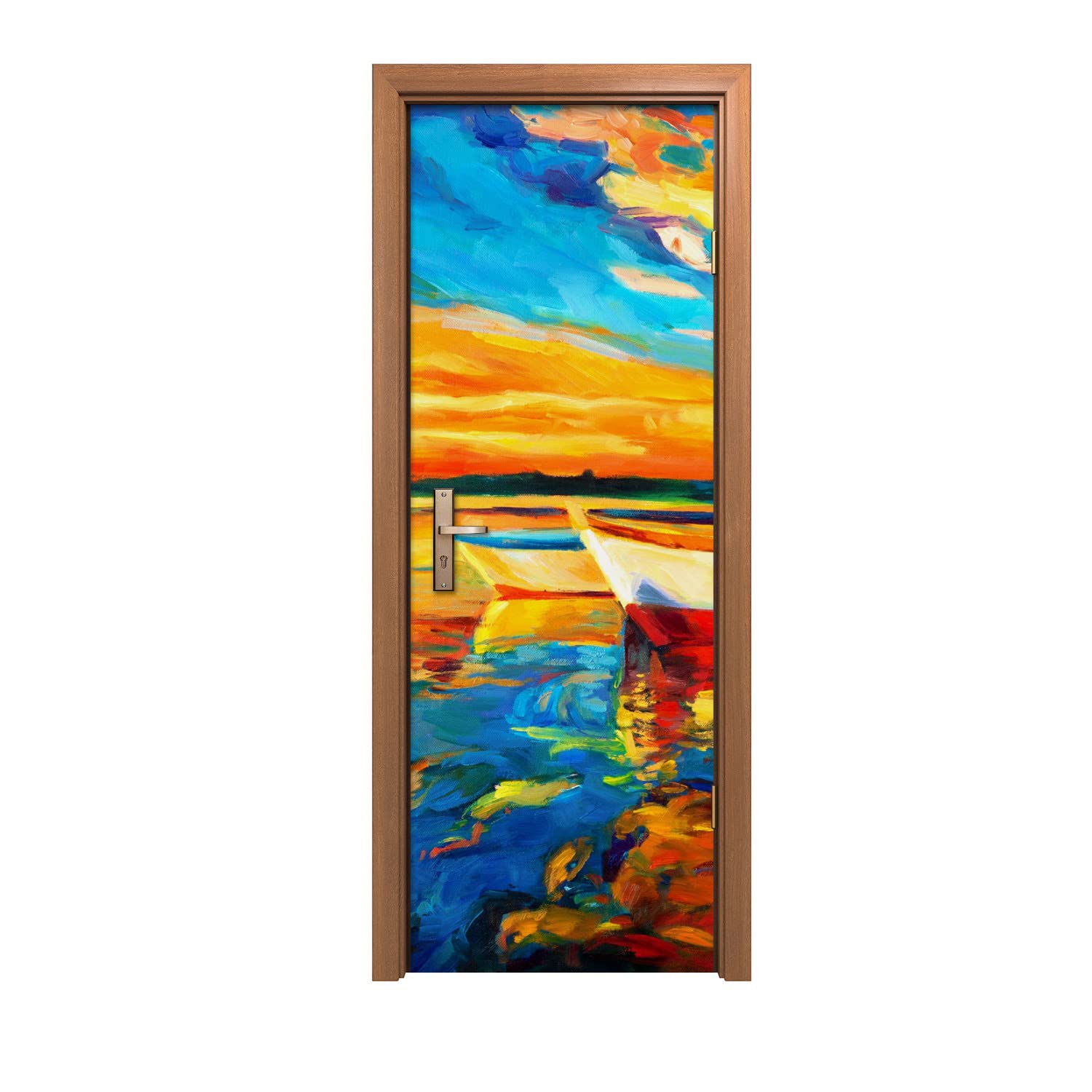Autocollant de porte 70x200cm masquez les imperfections avec le décor Port Sunset Sky