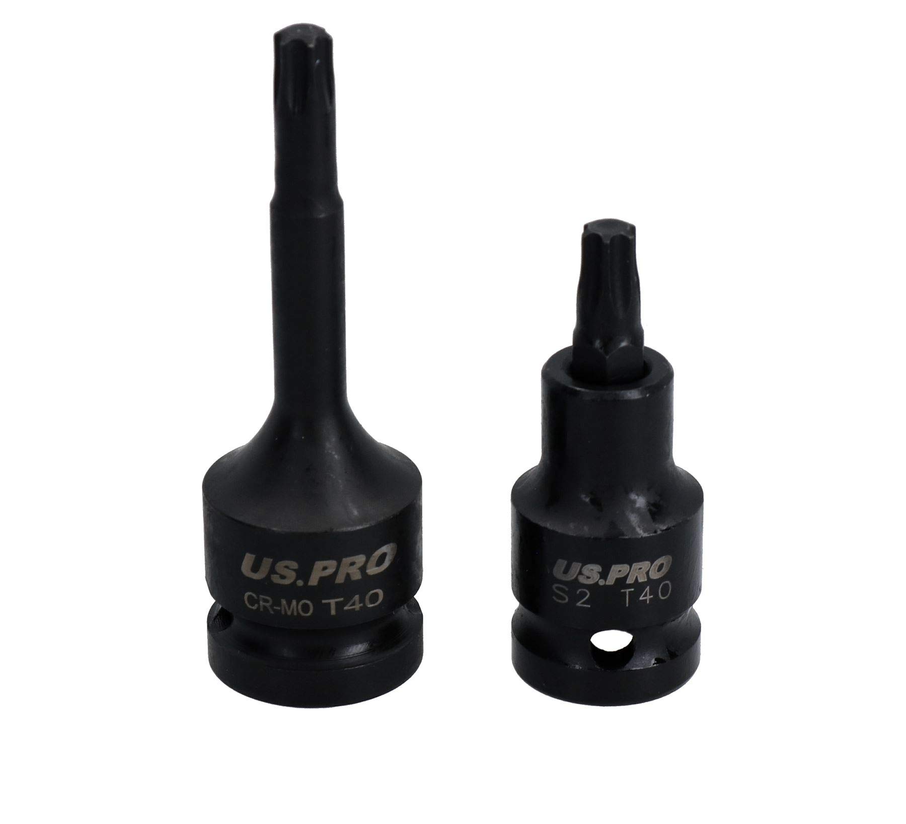 T40 Short (53mm) + Long (78mm) Impacted Torx Star Male Bits Sockets 1/2"" Drive