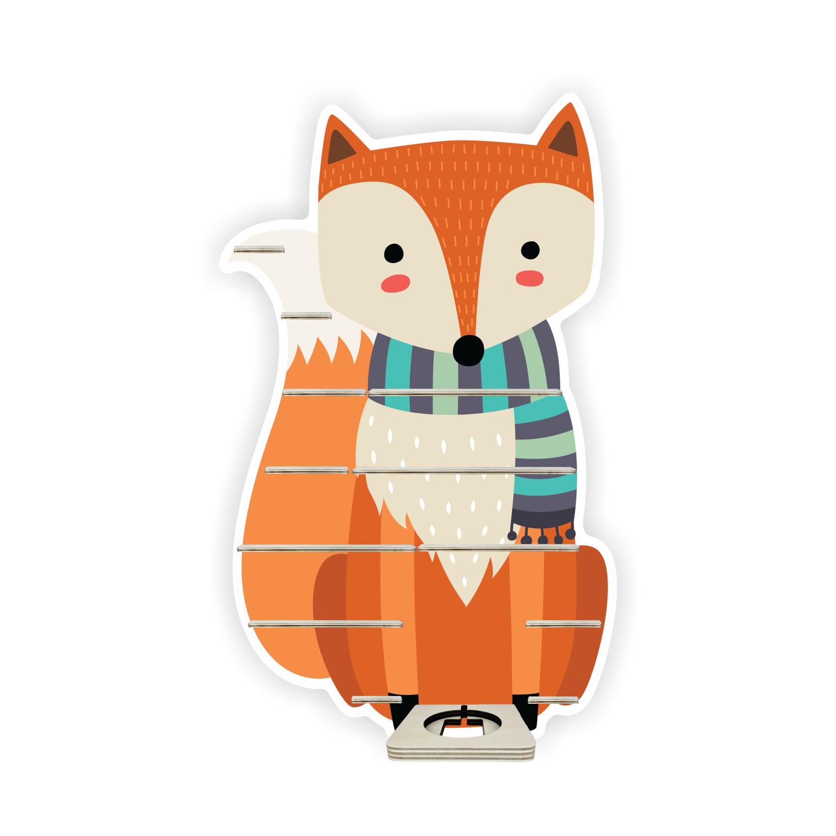 Farbklecks-Collection Musikboxregal Herbstfuchs, Wandregal für bis zu 40 Hörfiguren, Maße 44 x 79 x 6 cm, mit speziellem Ablagefach kompatibel mit Toniebox, handgefertigt in Deutschland