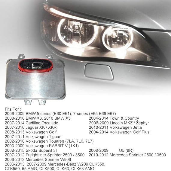 5DV 009 000-00 Xenon HID Headlight Ballast Control Unit Compatible with 2007-2014 C'-adillac Escalade 2006-2009 E60 2008-2014 Ch-rysler Town Country Part# 5DV00900000