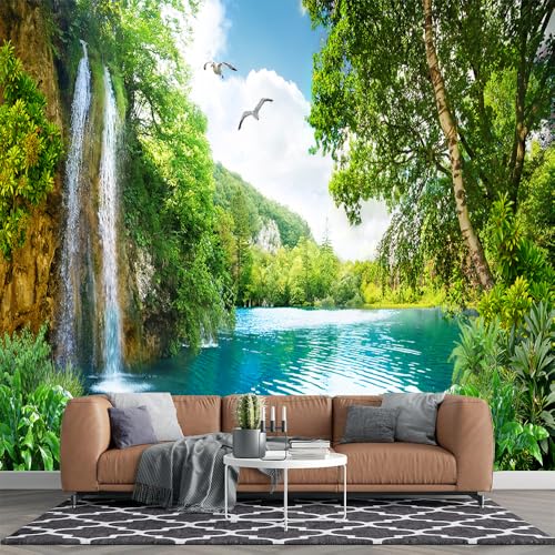 TOKMOCO Custom 3D Mountain Landscape Wall Mural Scenery Waterfall Self-Adhesive Wallpaper Living Room Sofa Bedroom Waterfall Wall Mural