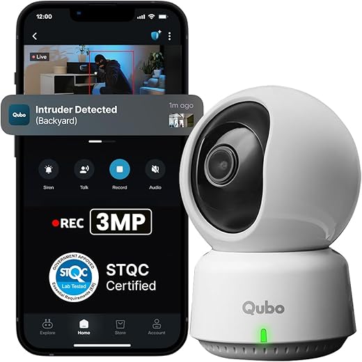 QUBO Smart Home Security WiFi Camera (Black) | Trust of Hero Group| Intruder Alarm System | Weatherproof | 1080p Full HD 2MP Camera | Works with…
