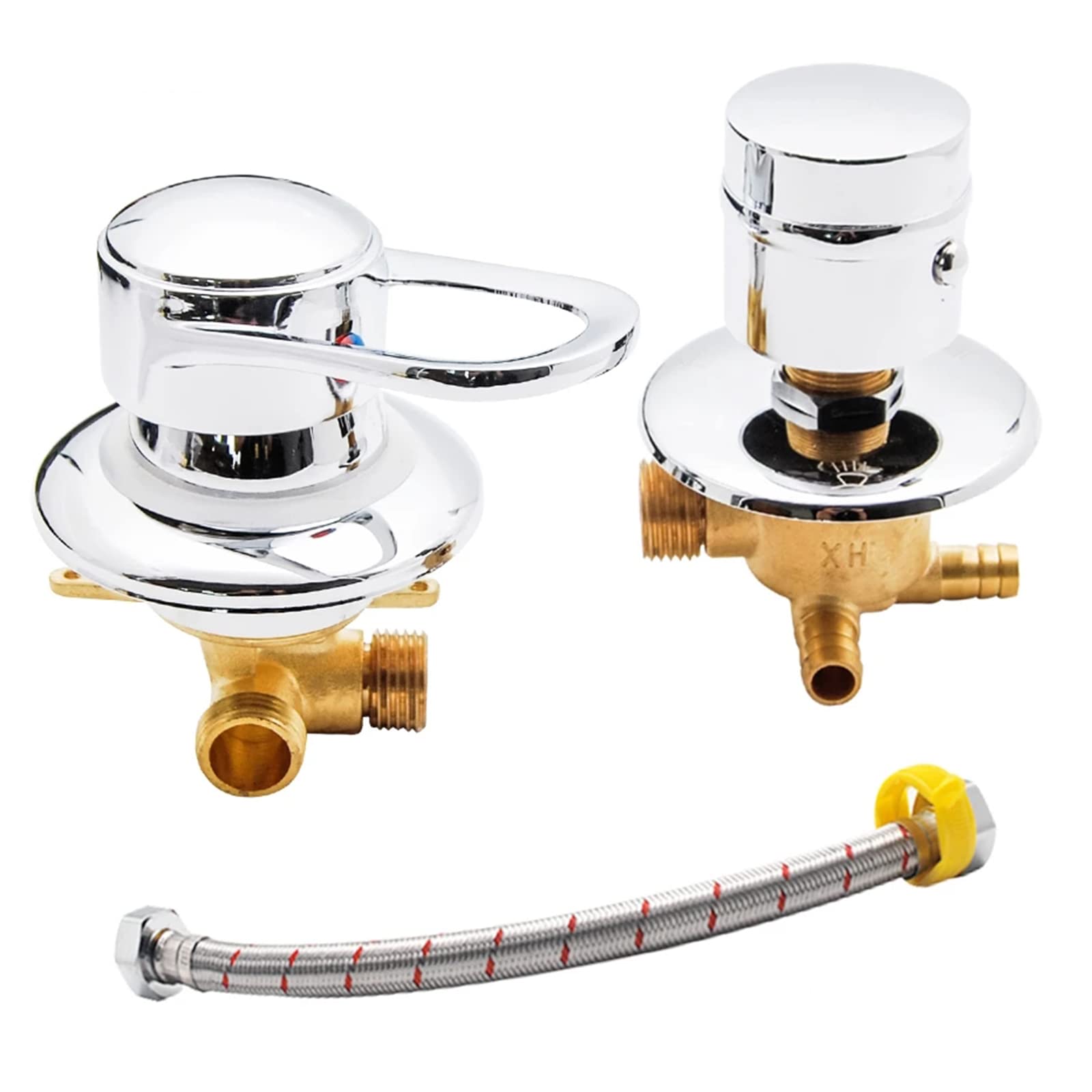 2/3/4/5 Vías Grifo Mezclador para Cuarto Ducha 30cm Manguera Intubación Separada Latón Cabina Ducha, Válvula Mezcladora Agua Desviadora G1/2 Dividida, Cartucho Cerámica, Manija Doble (3 Salida)