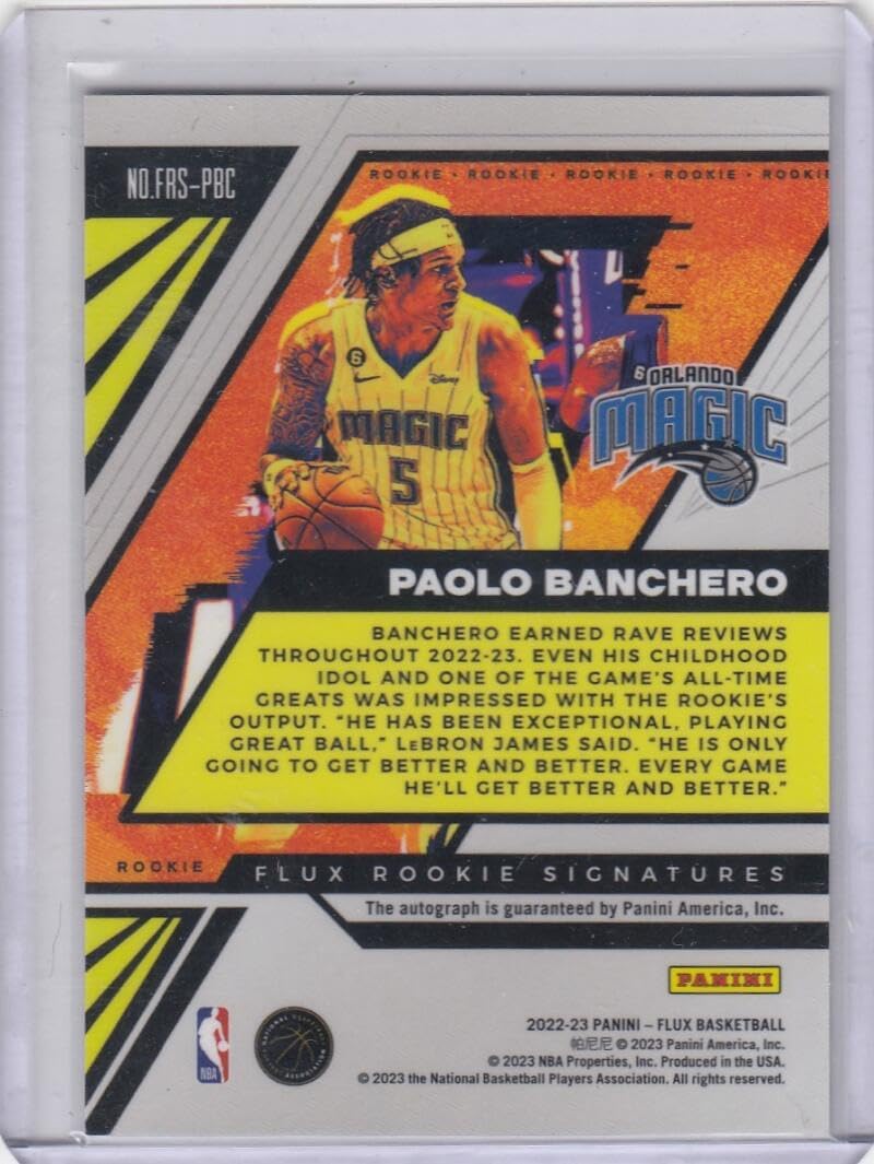 Basketball Trading Card 2022-23 Panini Flux Autographs # Paolo Banchero EX++ Excellent++ Auto Magic