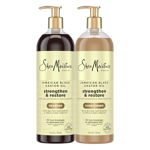 SheaMoisture-Strengthen-Restore-Shampoo-and-Conditioner-Bundle-Jamaican-Black-Castor-Oil-2-Pack-to-Cleanse-Nourish-Dry-Damaged-Hair-24-oz SheaMoisture Strengthen & Restore Shampoo and Conditioner Bundle Jamaican Black Castor Oil 2 Pack to Cleanse & Nourish Dry, Damaged Hair, 24 oz - Image 1