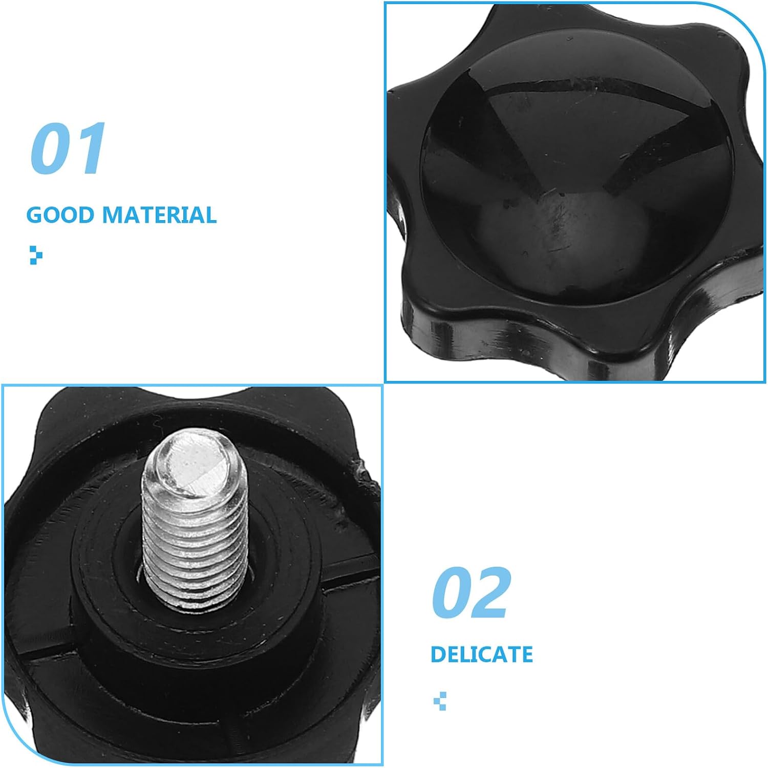 Ipetboom 20pcs Plastic Star Knobs with 1/4"-20 Threaded Hex Handle Screws, Hand Tightening Clamping Knobs for Industrial Repair and Mechanical Assembly