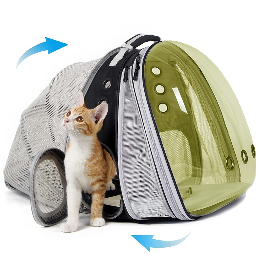 Mochila doble expandible polarizada para gatos, se adapta hasta 20 libras, cápsula espacial expandible delantera y trasera, transportador de mascotas de burbujas polarizadas para gatos grandes y