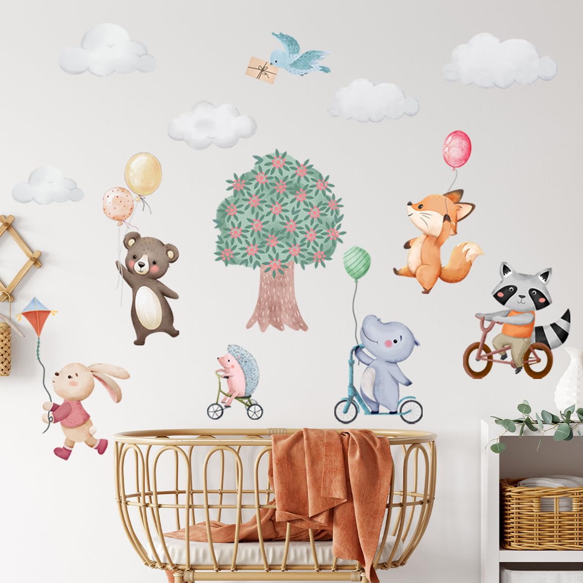 Snapklik.com : Watercolor Jungle Animal Wall Decals Rabbit Fox Hippo ...