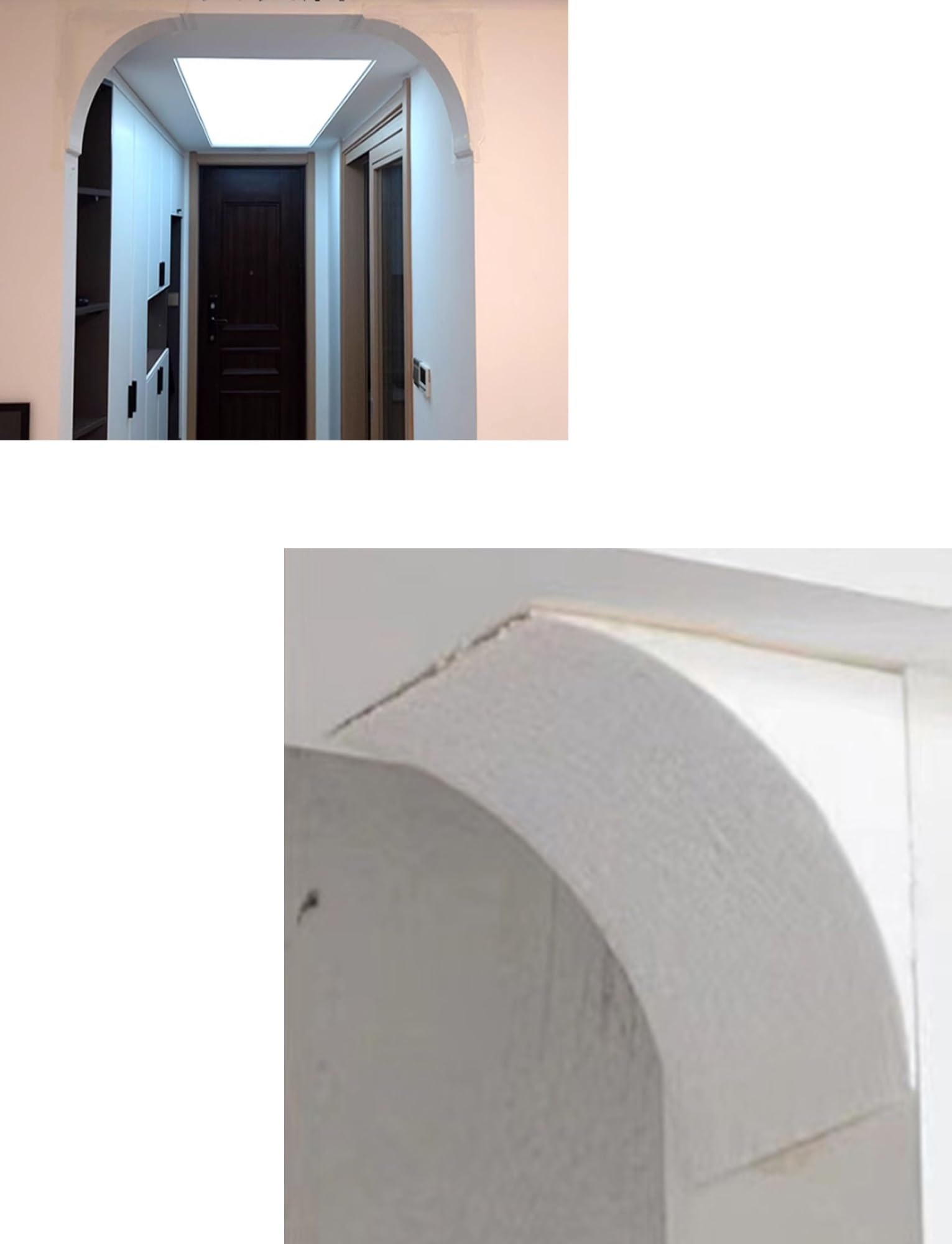 Kit de arco de puerta de espuma ligera: 2 piezas precurvadas de medio círculo para interior