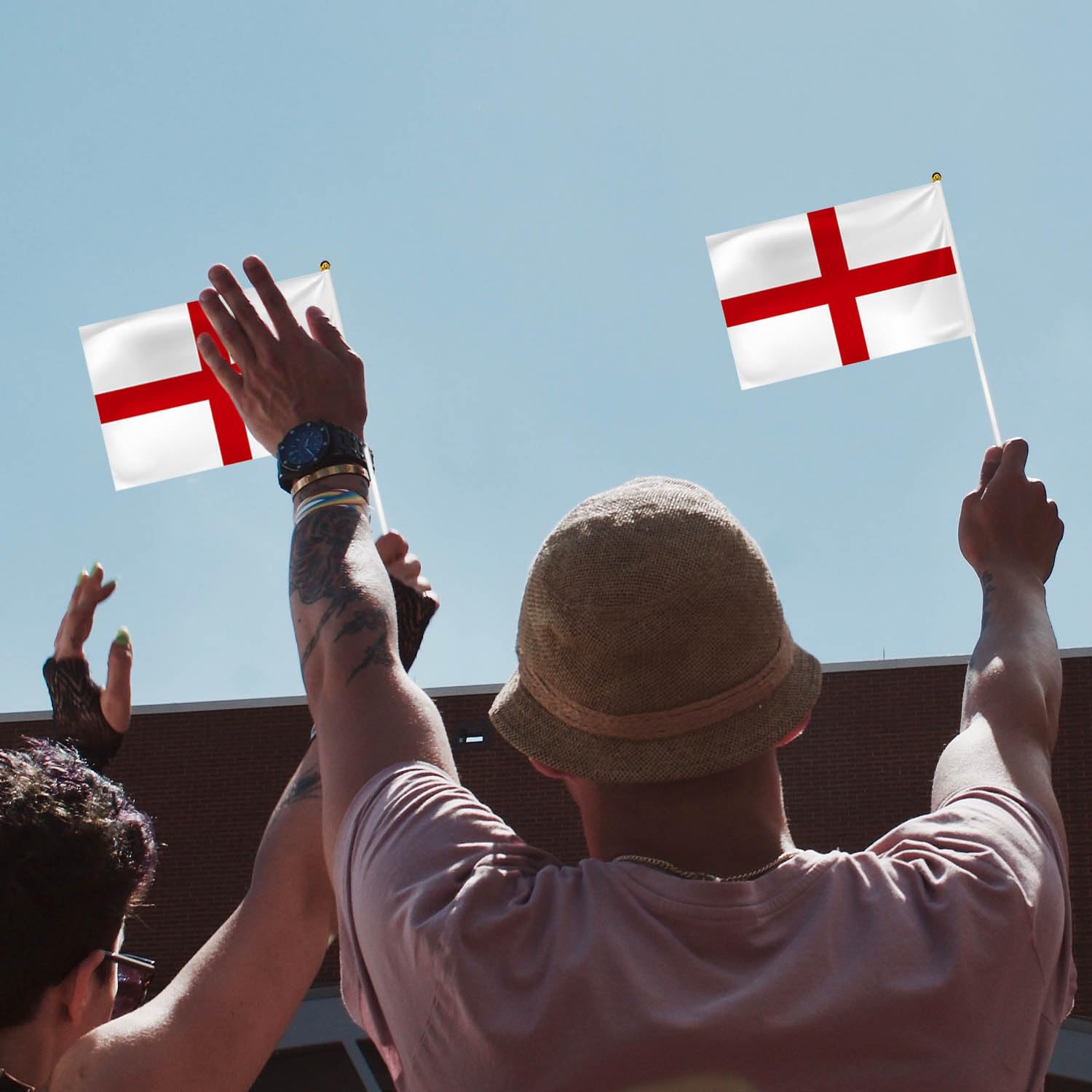 30 banderas de Inglaterra con manivela bandera de Inglaterra, banderines europeos para decoración de la Copa de Europa de Inglaterra